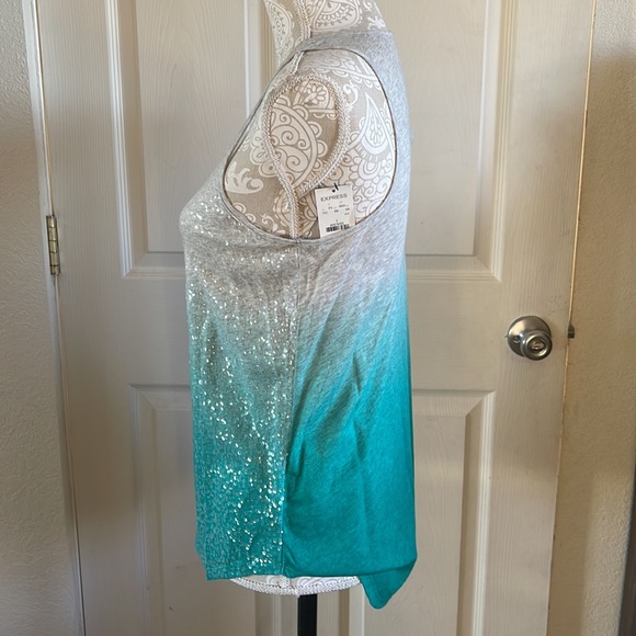 Brand New,Never used, tag still attached,Express grey&green sequence tank top. - Picture 3 of 8